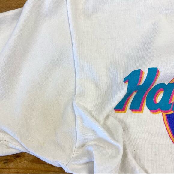 Vintage 90s Hard Rock Cafe Short Sleeve Tee Size Small 100% cotton neon graphic - Picture 8 of 14